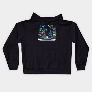 Cyber Jungle: Geometric Digital Rainforest Kids Hoodie